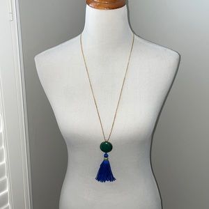Noonday Blue and green tassel necklace